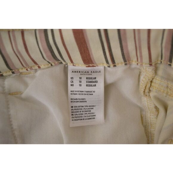 American Eagle Women's 10 Stretch High Waisted Striped Skinny Ankle Jeans - Picture 11 of 12